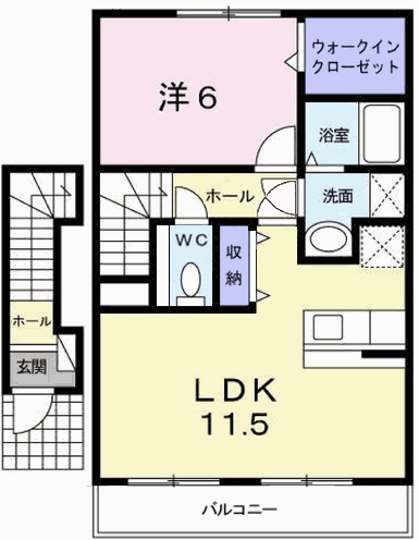 ブリーズ アレイ(1LDK/2階)の間取り写真