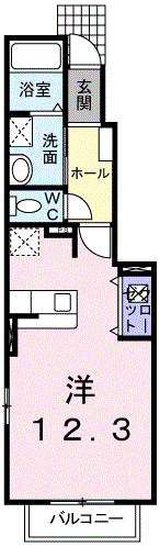 ソレイユ白浜北Ⅱ(ワンルーム/1階)の間取り写真