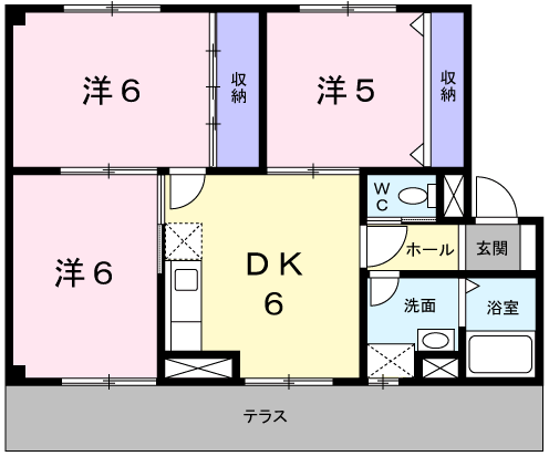 サンフォレスト御立(3DK/1階)の間取り写真