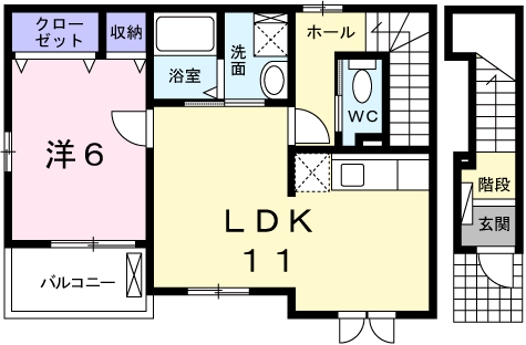 サウスエレガンス(1LDK/2階)の間取り写真