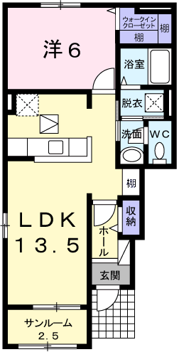 フィデール(1LDK/1階)の間取り写真