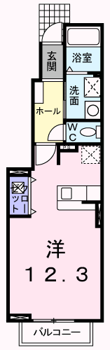 メゾン・カルム・M(ワンルーム/1階)の間取り写真