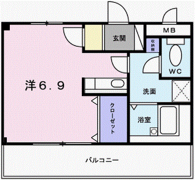フラッツネオシティ(ワンルーム/1階)の間取り写真