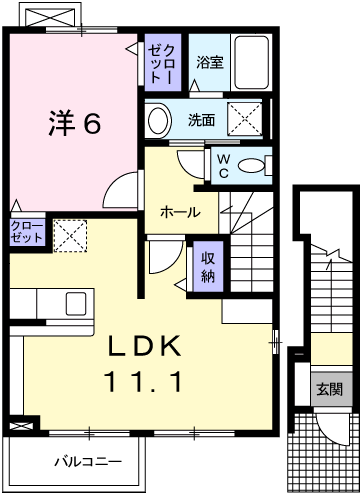 ルナ・エトワール(1LDK/2階)の間取り写真
