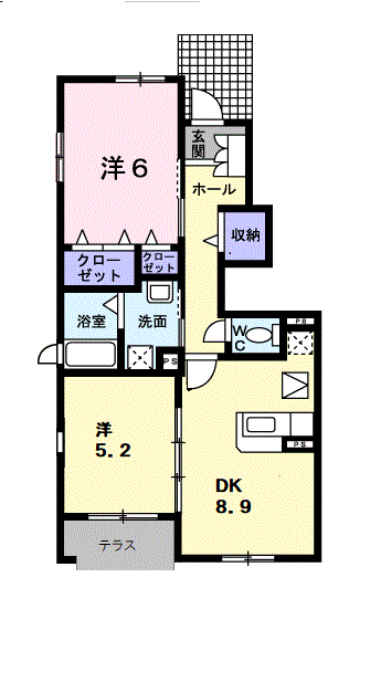 クール・ヴィヴァーチェC(2DK/1階)の間取り写真