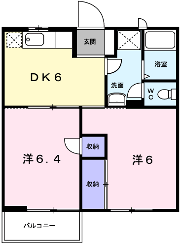 パークサイド 1(2DK/1階)の間取り写真