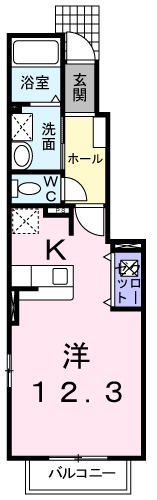 スモールヴィレッジ(1K/1階)の間取り写真