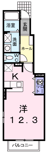 アウローラ玉手B棟(1K/1階)の間取り写真