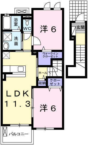 シーズンズコンフォートⅡ(2LDK/2階)の間取り写真