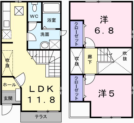 メゾンレリア(2LDK/1階)の間取り写真