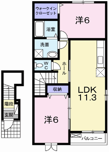 チェリー・ブロッサムⅢ(2LDK/2階)の間取り写真