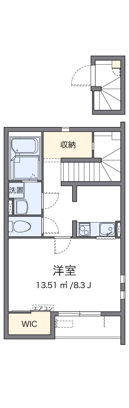 クレイノフィセント ファルコン(1K/2階)の間取り写真