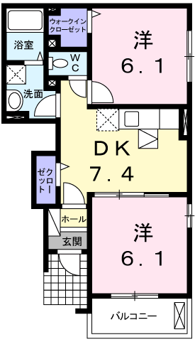 ルミナス(2DK/1階)の間取り写真
