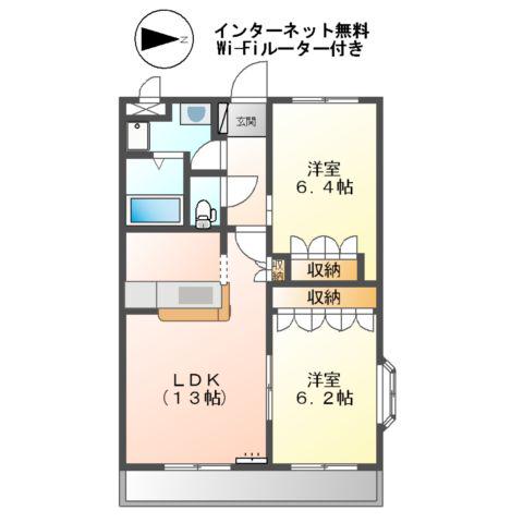 フィールドヴィレッジ(2LDK/2階)の間取り写真