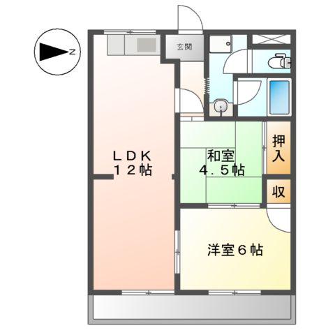 リバティーKAZU(2LDK/2階)の間取り写真