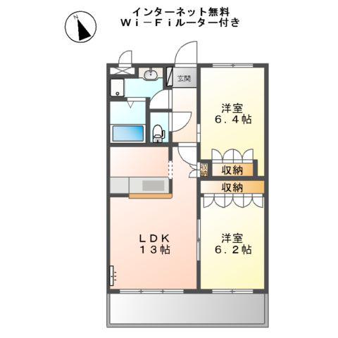 FOREST VILLA(2LDK/2階)の間取り写真