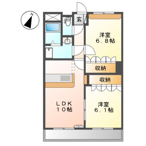 プランドール(2LDK/2階)の間取り写真