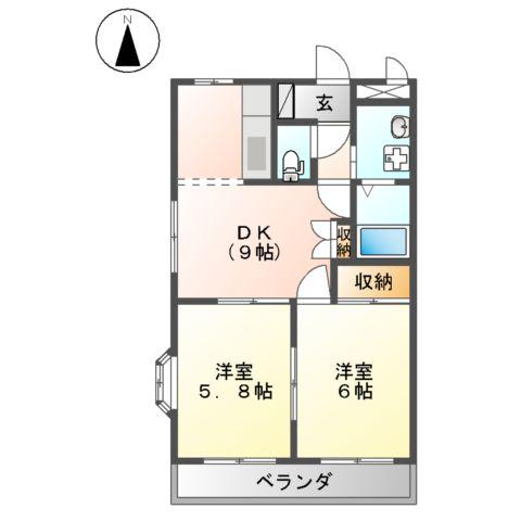 エクセルコート(2DK/3階)の間取り写真