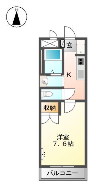 ベネッセ・黒川(1K/1階)の間取り写真