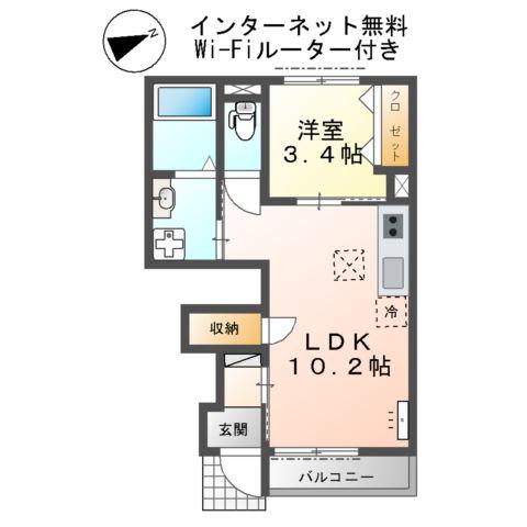 アベニール上野田(1LDK/1階)の間取り写真