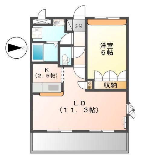 サンシャイン1号館(1LDK/1階)の間取り写真