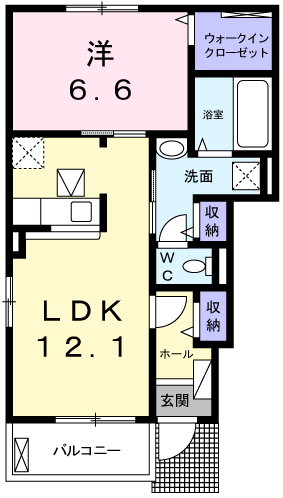 サングレイスA(1LDK/1階)の間取り写真