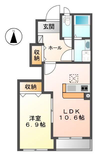 プログレス1(1LDK/1階)の間取り写真