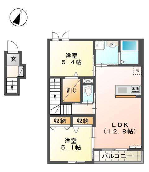 ブルームヤエ(2LDK/2階)の間取り写真