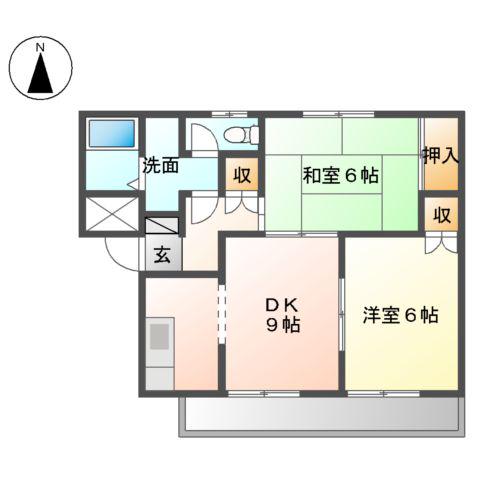 ピュアパレス(2DK/2階)の間取り写真