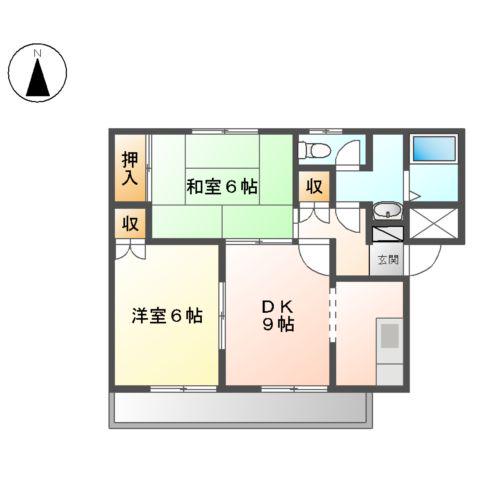 ピュアパレス(2DK/1階)の間取り写真