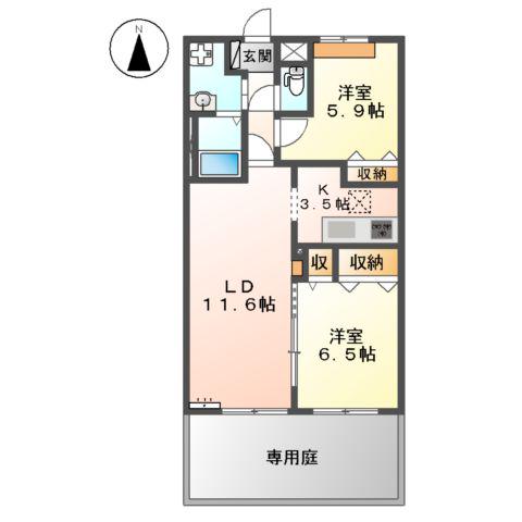 アンプルール(2LDK/1階)の間取り写真