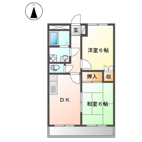 エスポワールマキ(2DK/1階)の間取り写真