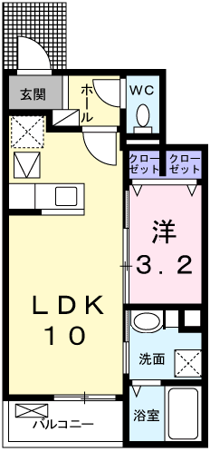 ラッキータウン辻井(1LDK/1階)の間取り写真