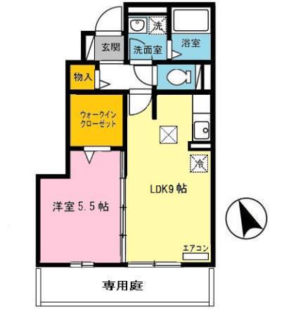 モダンコート東阿保(1LDK/1階)の間取り写真
