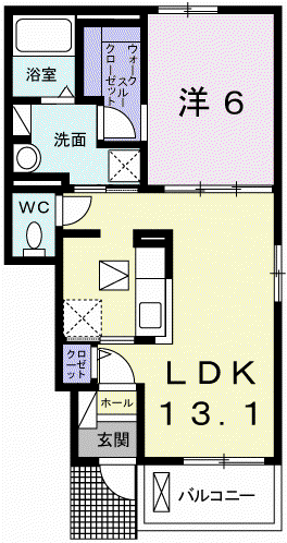 アーディヴィラ1(1LDK/1階)の間取り写真