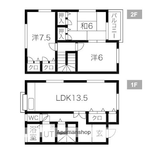 メゾネット松東(3LDK)の間取り写真