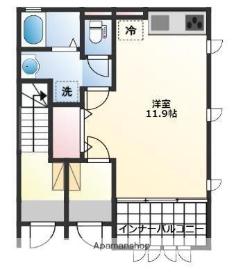 カーサ カリーノ(ワンルーム/1階)の間取り写真