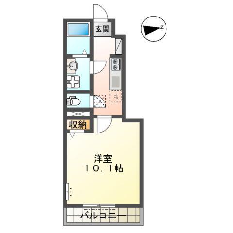 プルメリア(1K/1階)の間取り写真
