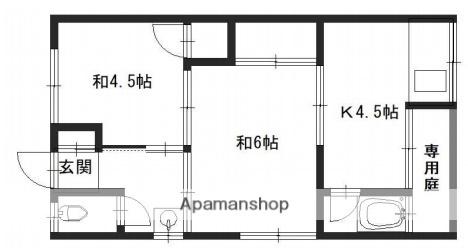 高芝荘(2K/1階)の間取り写真