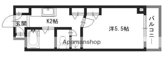 シティヒルズⅡ(1K/3階)の間取り写真