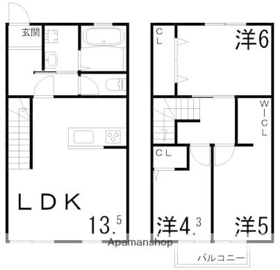 クリスタルハイツ仁豊野(3LDK)の間取り写真