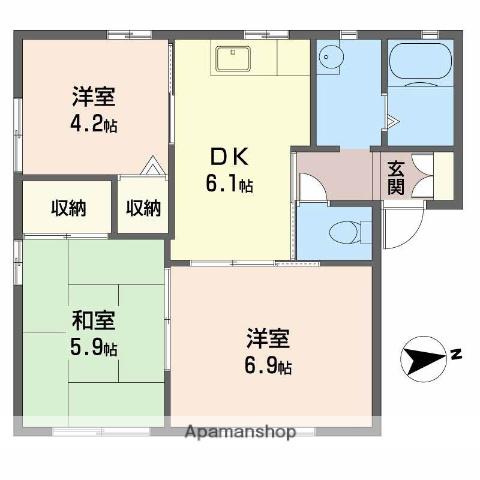 メゾンサンフェニックス(3DK/1階)の間取り写真