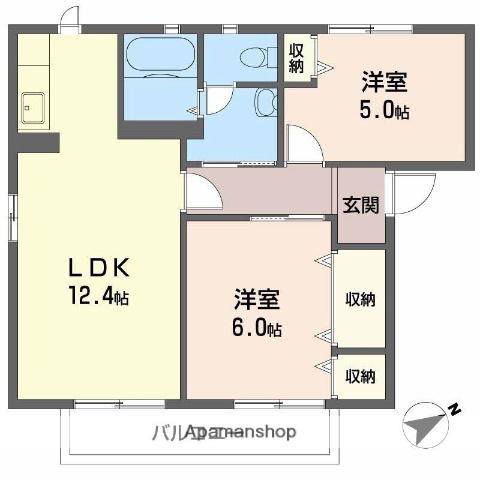 フレグランス北平野Ⅱ(2LDK/2階)の間取り写真