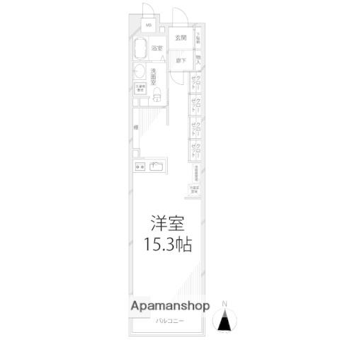 キャッスルコート西新町(ワンルーム/8階)の間取り写真