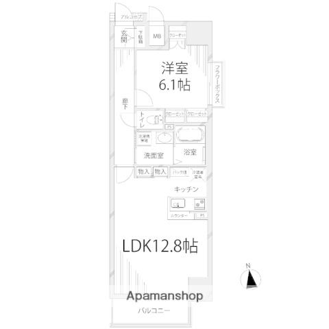 キャッスルコート博労町(1LDK/5階)の間取り写真