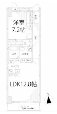 キャッスルコート博労町(1LDK/7階)の間取り写真