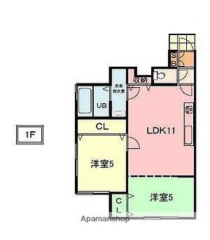 サファイア伊伝居4号(2LDK/1階)の間取り写真