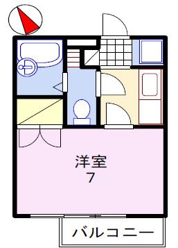 ジュネス白国(1K/2階)の間取り写真