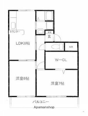 パークサイドツクダ(2LDK/2階)の間取り写真
