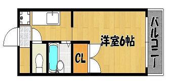 エステートピアセルベイユⅡ(ワンルーム/1階)の間取り写真